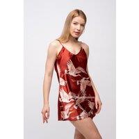 The Colourful Aura Women's 2 Pcs Robe Set Red Bride Belted Lace Kimono Satin Nightwear Drop Shoulder Nighty | Size: XL