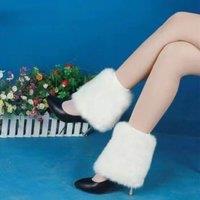 PEACH ACCESSORIES Women's Sleek Short Plain Fur Faux Leg Warmers in White