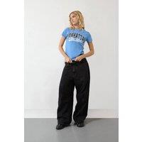LONDON ATTITUDE Women's Sky Blue Manhattan New York Graphic T-Shirt in Light Blue | Size: Medium