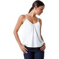 Roman Women's Gathered V-Neck Stretch Vest Top in Ivory | Size: 20