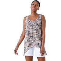 Roman Women's Tropical Leaf Asymmetric Vest Top in Black | Size: 10