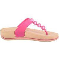 ABSOLUTE FOOTWEAR Women's Womens Easy Slip On Beaded Wedged Toe Bar Summer Sandals Flip Flops in Pink | Size: 7