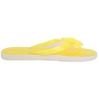 ABSOLUTE FOOTWEAR Women's Womens Slip On Summer Beach Floral Toe Posts Sandals Flip Flops Shoes in Lemon | Size: 4
