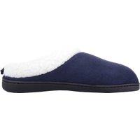 ABSOLUTE FOOTWEAR Women's Womens Slip On Winter Cold Mule Slippers with Trim in Navy | Size: 6-7