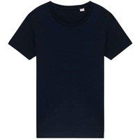 Native Spirit Women's Plain Medium Beige T-Shirt in Navy | Size: Large