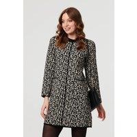 Izabel London Women's Animal Print Short Knit Shift Dress in Black | Size: 16