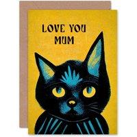Artery8 Women's Mothers Day From Your Cat Lover Yellow Black For Mum Mom Her Greeting Card