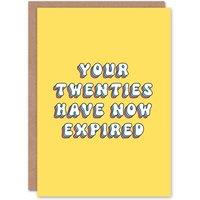 Artery8 Women's Birthday Card Your Twenties Have Now Expired Fun Funny Humour Joke For Her Sister Niece Daughter Wife Woman Greeting Card in Yellow