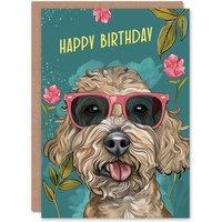 Artery8 Women's Birthday Card Cockapoo Dog Lover Sunglasses Flowers For Her Gran Sister Niece Daughter Wife Greeting Card in Green