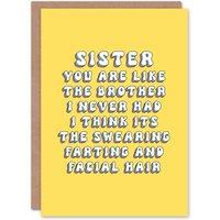 Artery8 Women's Greeting Card Like Brother Swearing Farting Facial Hair Funny Birthday in Yellow