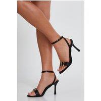 Quiz Women's Black Faux Leather Buckle Heels | Size: 7