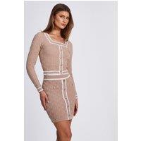 Quiz Women's Stone Knit Contrast Trim Skirt | Size: Small