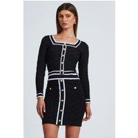 Quiz Women's Black Knit Contrast Trim Skirt | Size: Large