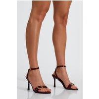 Quiz Women's Burgundy Faux Leather Buckle Heels | Size: 8