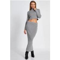 Quiz Women's Grey Knit Midaxi Skirt | Size: Large