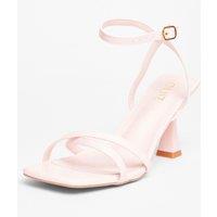 Quiz Women's Pink Strappy Flared Heels | Size: 8