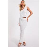 Quiz Women's Off White Knitted Midaxi Skirt in Cream | Size: Medium