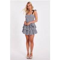 Quiz Women's Black Gingham Tiered Mini Skirt | Size: 14