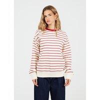 Brave Soul Women's Classic Stripe Crew Neck Sweatshirt in Cream | Size: Large