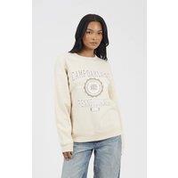 Brave Soul Women's Crew Neck Graphic Print Sweatshirt in Cream | Size: Large