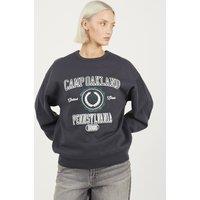 Brave Soul Women's Crew Neck Graphic Print Sweatshirt in Dark Grey | Size: Medium