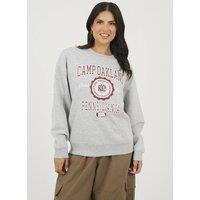 Brave Soul Women's Crew Neck Graphic Print Sweatshirt in Grey | Size: XL