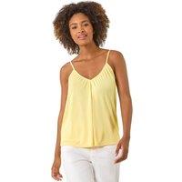 Roman Women's Gathered V-Neck Stretch Vest Top in Bright Yellow | Size: 20