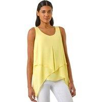 Roman Women's Asymmetric Sleeveless Vest Top in Bright Yellow | Size: 12