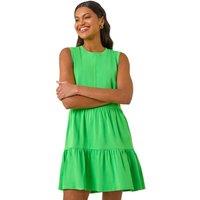Roman Women's Cotton Tiered Stretch Dress in Green | Size: 20