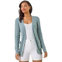 Roman Women's Textured Longline Knit Cardigan in Grey | Size: Small