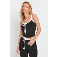 PixieGirl Women's Petite Contrast Drawstring Vest Top in Black | Size: 8