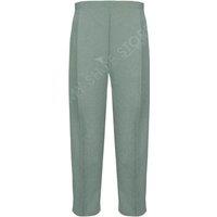 MyShoeStore Women's Straight Leg Half Elastic Trousers in Pale Green | Size: 24R