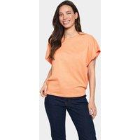 Saint Tropez Women's Mila Short Sleeve Round Neck Pullover in Peach | Size: Medium