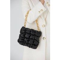 Belissh Women's Puffy Quilted chunky Chain Handbag in Black