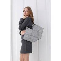 Belissh Women's Braided Lightweight Tote Bag in Grey