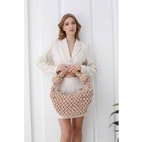 Belissh Women's Puffy Quilted Lightweight Large Shoulder Bag in Beige