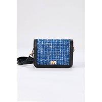 Belissh Women's Tweed Crossbody Bag with Detachable Strap in Blue