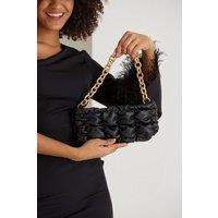 Belissh Women's Puffy Quilted chunky Chain Handbag in Black