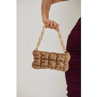 Belissh Women's Puffy Quilted Chunky Chain Handbag in Beige