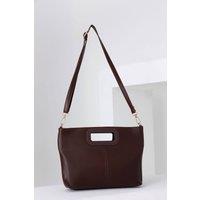 Belissh Women's Crossbody Bag With Handle Detail in Burgundy