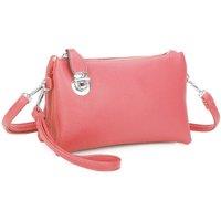 Fontanella Fashion Women's Elara PU Leather Triple Compartment Crossbody Bag With Fixed Lock in Coral