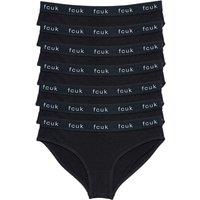 French Connection Women's 7 Pack Cotton FCUK Briefs in Black | Size: Large