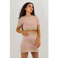BALOU Women's Floral Knit Cropped Pull Over Top in Pink | Size: 10