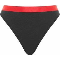 Nicce Women's Contrasting Waistband Black/Red Heart Thong Underwear in Black | Size: Medium