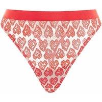 Nicce Women's Contrasting Waistband White/Red AOP Heart Thong Underwear | Size: Small