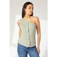 Principles Women's One Shoulder Waistcoat in Sage | Size: 16