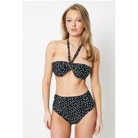 Gorgeous Women's Ruched Spot Bandeau Multiway Bikini Top in Mono | Size: 10