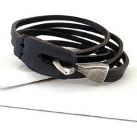 Aye Do Gifts Men's Black Leather Wrap Bracelet | Size: 8 inches
