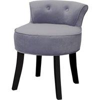 Grey Velvet Dressing Footstool Make Up Chair with Black Legs
