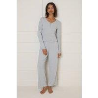 Oasis Women's Pointelle Jersey Pyjama Set in Grey | Size: Large